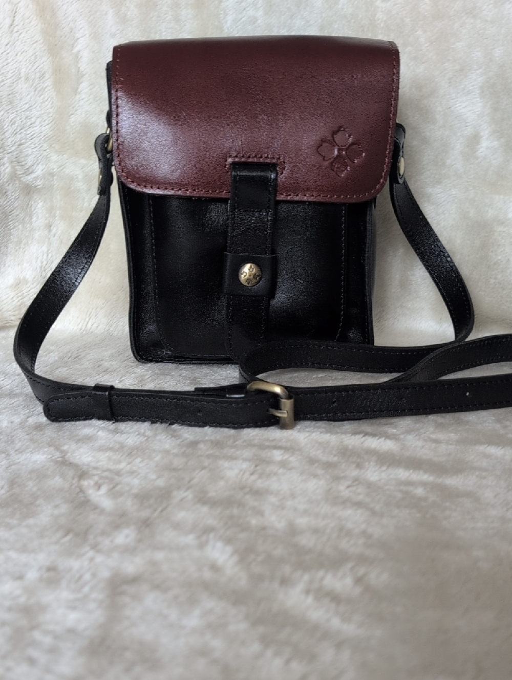 Patricia Nash Leather Two-Tone Crossbody Bag - Black & Brown